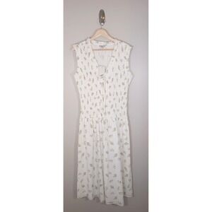 Rails Floral Cotton Midi Dress Tie Front Euro Summer Coastal Size L New